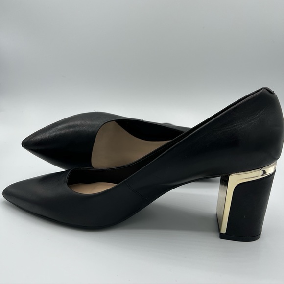 DKNY Black Leather Block Heels Pointed Toe Pumps US Size 7 - Picture 9 of 10